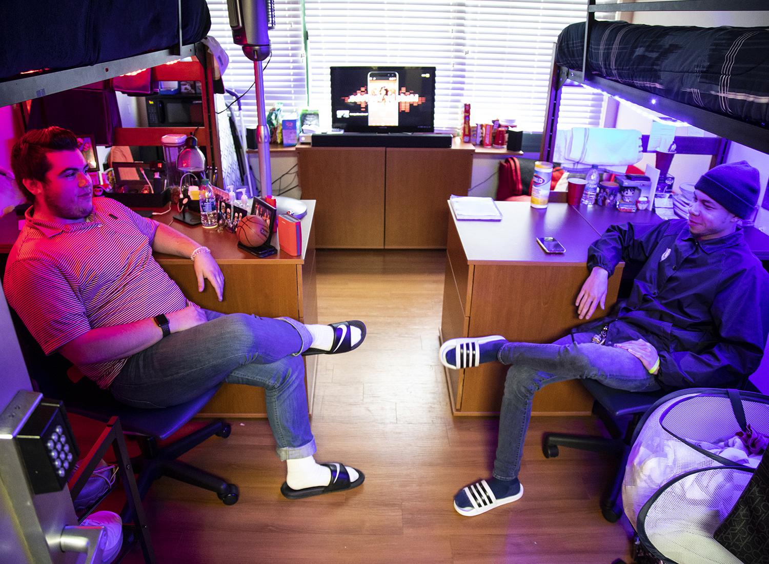 students in their residence hall room