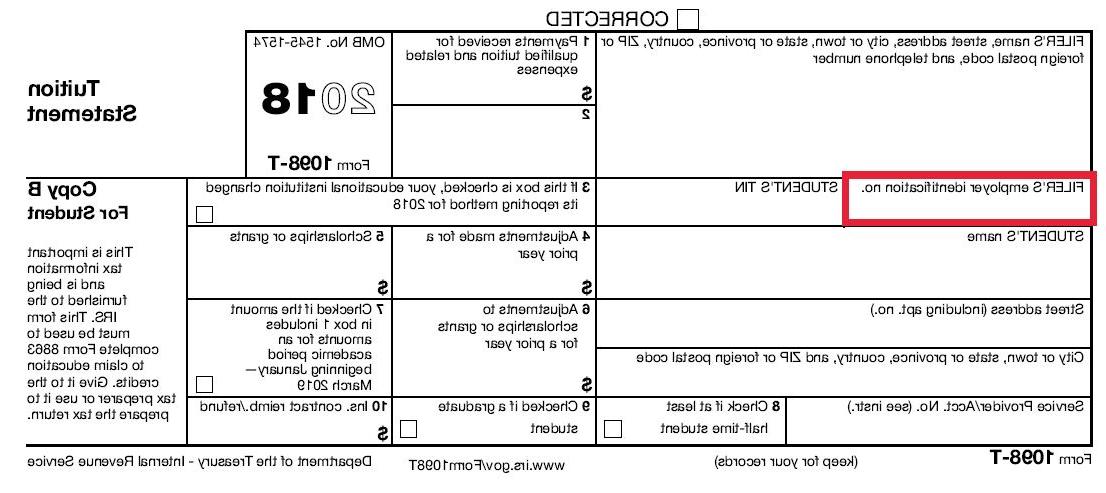 1098-T申报人的联邦识别号码