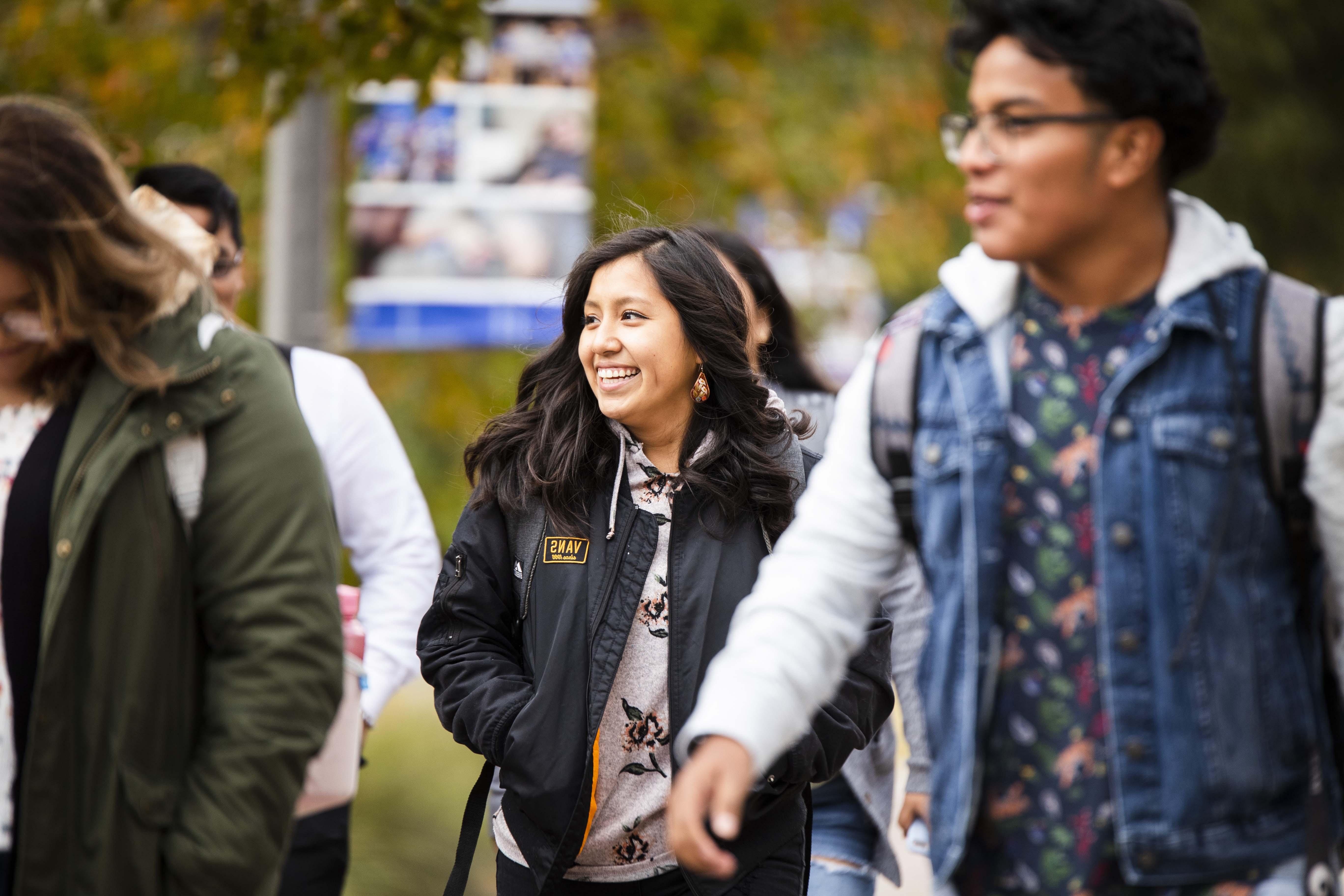 Students walking on campus